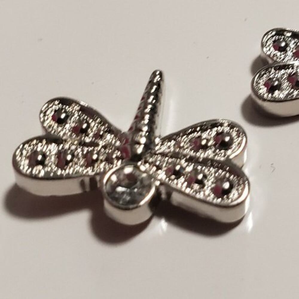 NOS New Vintage Buttons on Card 6 Silver Dragonflies 3/4" JHB 1322 Taiwan